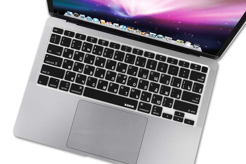 XSKN Russian/English Bilingual Design Black Silicone Keyboard Cover Skin for 2020 MacBook Air 13 inch A2179 with Touch ID and A2337 M1 Keyboard- US Version - Image 3